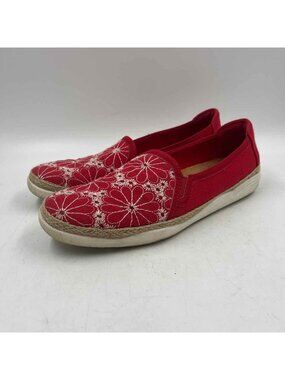 Clarks Espadrille Women's Shoe Size 8.5 Red Floral Casual Shoes